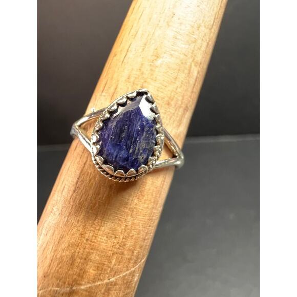 Blue kyanite sterling silver teardrop ring size 5 - Picture 8 of 16